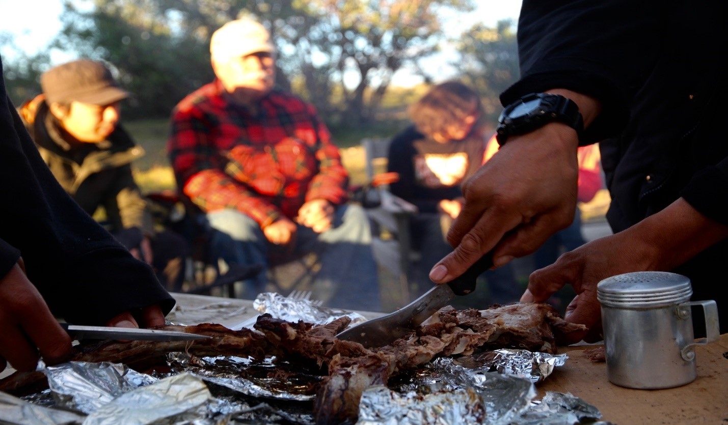 cutting meat