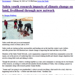 Sahtú youth research impacts of climate change on land, livelihood through new network
