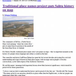 Traditional place names project puts Sahtu history on map