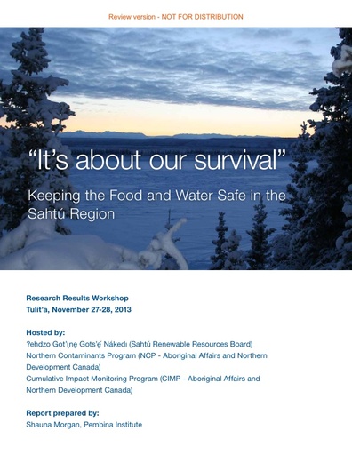 2014 It's About Our Survival   Research Results Workshop Report