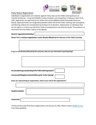 2021 Party Status Registration Form