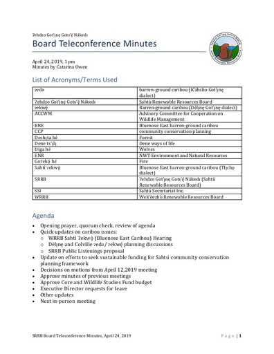 2019-04-24 SRRB Teleconference Minutes