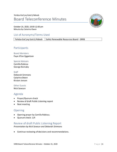 20-10-21 SRRB Teleconference Minutes