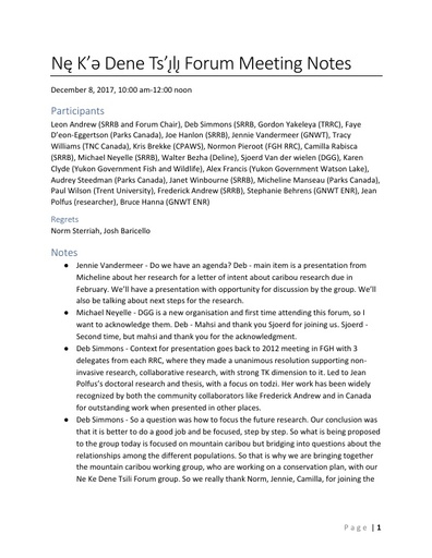 2017-12-08 Teleconference Notes