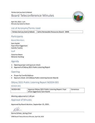 23-04-28 SRRB Teleconference Minutes