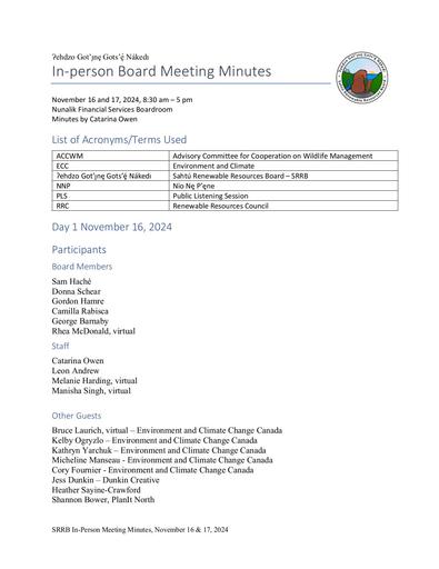 24-11-16 & 17 SRRB In Person Board Meeting Minutes