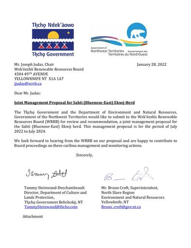 Joint Management Proposal for Sahtì (Bluenose East) Ekwǫ̀ Herd