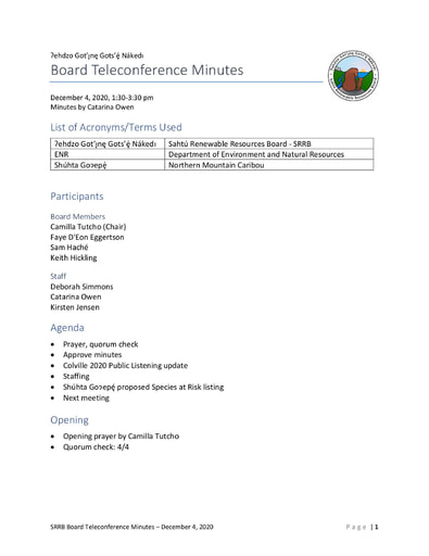 20-12-4 SRRB Teleconference Minutes