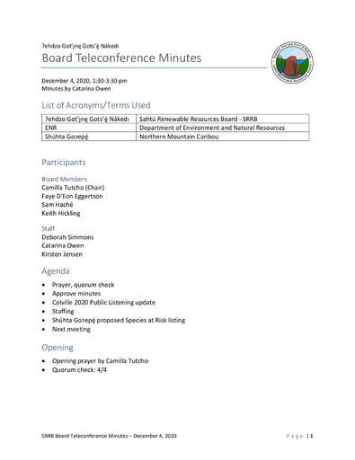 20-12-4 SRRB Teleconference Minutes