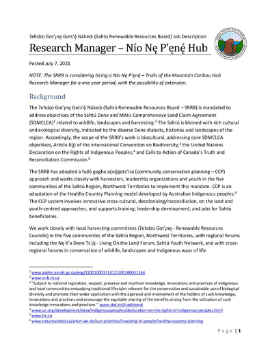 SRRB Research Manager Job Description 21-07-07
