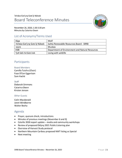 20-11-26 SRRB Teleconference Minutes