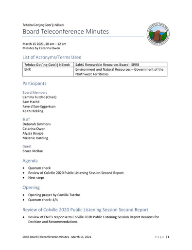 21-03-15 SRRB Teleconference Minutes