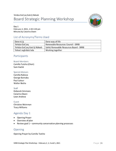 21-02-2, 3, 4 and 5 SRRB Strategic Plan Workshop