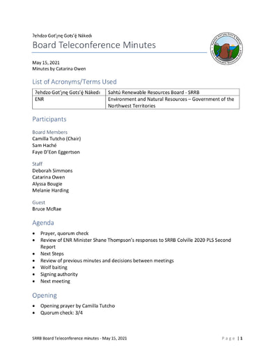 21-05-15 SRRB Teleconference Minutes